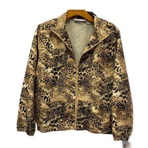 KT Golf Women's Petite large cheetah print wind breaker jacket